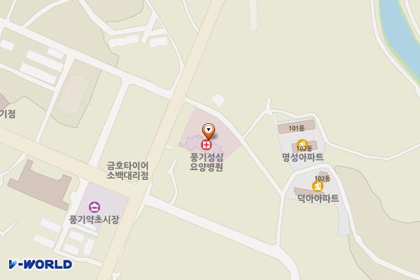 영주시 풍기성심요양병원 위치 지도 — 경상북도 영주시 풍기읍 소백로1916번길 6