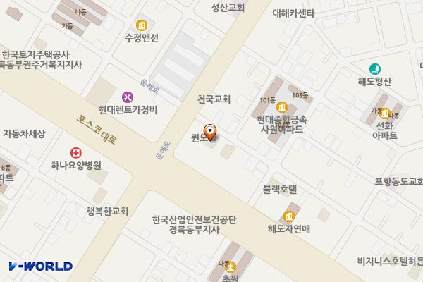포항시 그린모텔 위치 지도 — 경상북도 포항시 남구 문예로100번길 4-1