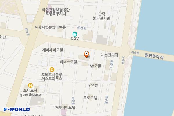 포항시 신화모텔 위치 지도 — 경상북도 포항시 북구 동빈로 33
