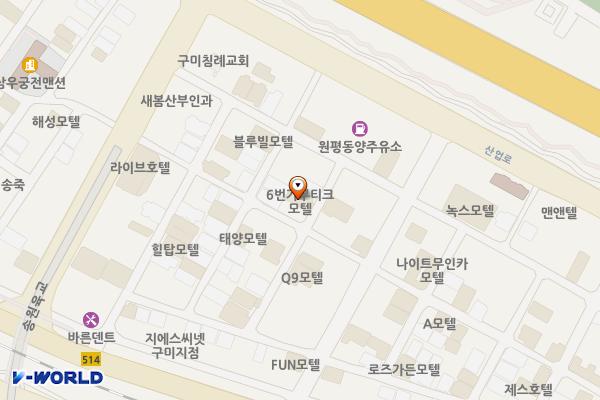 구미시 육번가모텔 위치 지도 — 경상북도 구미시 송원서로6길 19-3