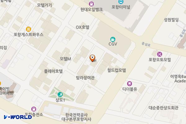 포항시 맥스모텔 위치 지도 — 경상북도 포항시 남구 중흥로61번길 8-5