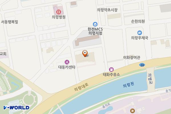 의령시장제1주차장(하나로마트앞) 위치 지도 — 경상남도 의령군 의령읍 의병로14길 29