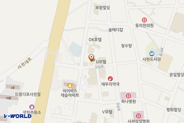 사천시 호텔오즈 위치 지도 — 경상남도 사천시 사천읍 진삼로 1477-14