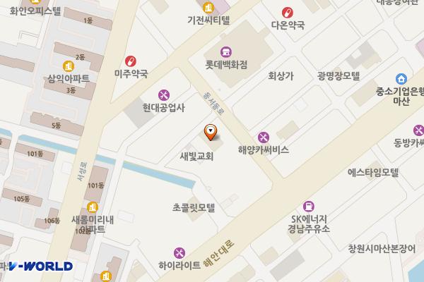 창원시 브이원모텔 위치 지도 — 경상남도 창원시 마산합포구 동서동4길 7