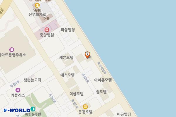 통영시 사이존모텔 위치 지도 — 경상남도 통영시 광도면 죽림해안로 40