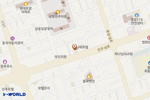 진주시 비엔더블유모텔 위치 지도 — 경상남도 진주시 진주대로 1200