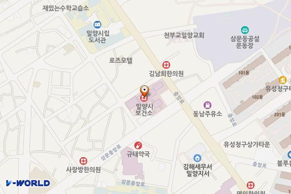 밀양시 보건소 위치 지도 — 경상남도 밀양시 삼문중앙로 41