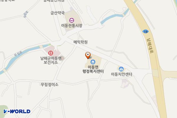남해군 이동면사무소 위치 지도 — 경상남도 남해군 이동면 무림로 76