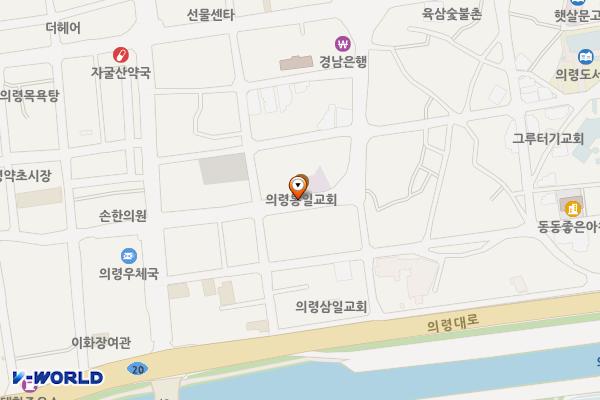 의령 복개천 주차장 위치 지도 — 경상남도 의령군 의령읍 중동리 401-4