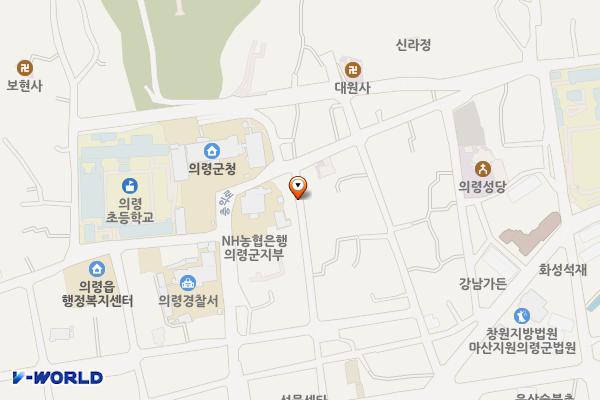 자굴산슈퍼-수정식당 주차장 위치 지도 — 경상남도 의령군 의령읍 중동리 271-1