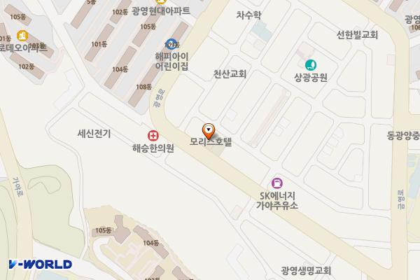 광양시 모리스모텔 위치 지도 — 전남광주통합특별시 광양시 광영로 118-1