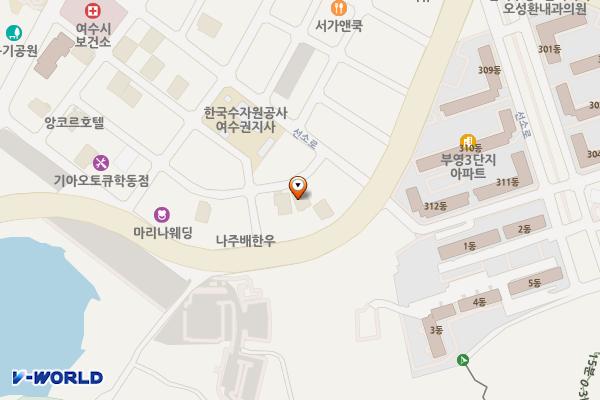 여수시 투헤븐모텔 위치 지도 — 전남광주통합특별시 여수시 시청동3길 35-16