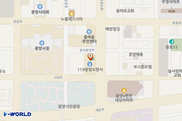 광양시 광양소방서 위치 지도 — 전남광주통합특별시 광양시 중마중앙로 109