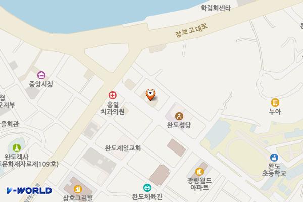 완도군 XYM디자인모텔 위치 지도 — 전남광주통합특별시 완도군 완도읍 중앙길 21