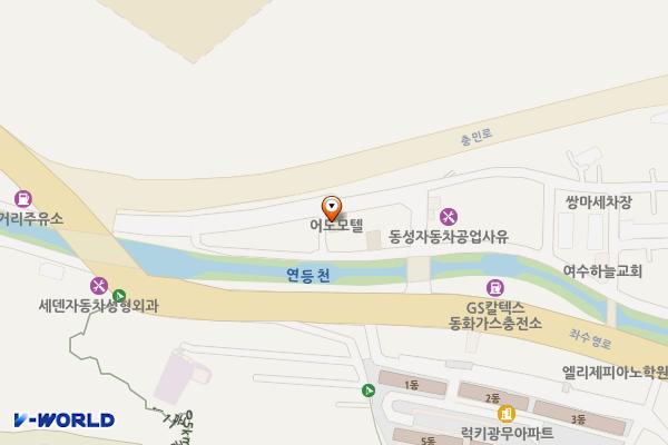여수시 로망스모텔 위치 지도 — 전남광주통합특별시 여수시 연등1길 169