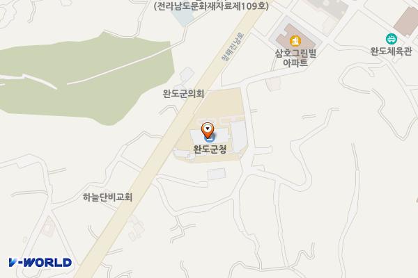 완도군 완도군청 위치 지도 — 전남광주통합특별시 완도군 완도읍 청해진남로 51