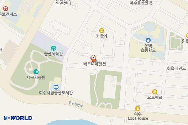 여수시 베르니아펜션 위치 지도 — 전남광주통합특별시 여수시 돌산읍 강남2길 69-17
