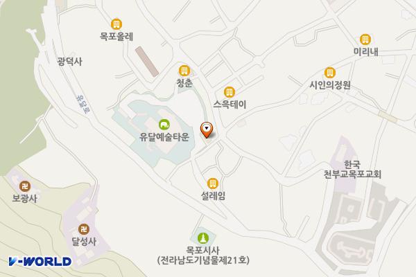 목포시 게스트하우스예술촌 위치 지도 — 전남광주통합특별시 목포시 달성길 31-1