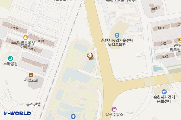 순천시 청암대학교건강복지관 위치 지도 — 전남광주통합특별시 순천시 우석로 7