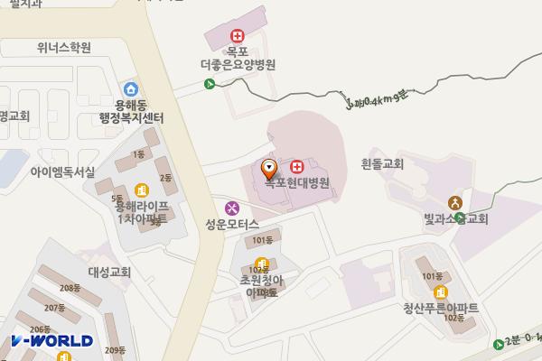 목포시 목포현대병원 위치 지도 — 전남광주통합특별시 목포시 용당로 322-1