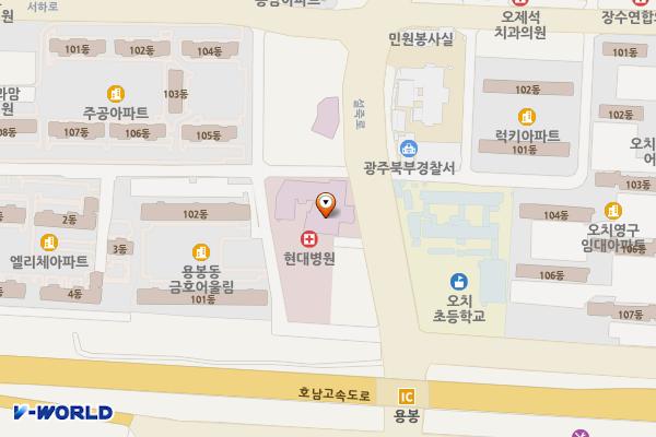 광주광역시 북구 광주현대병원 위치 지도 — 전남광주통합특별시 북구 설죽로 291