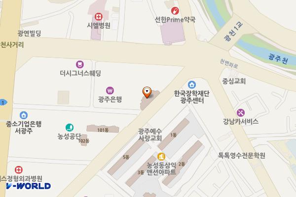 광주광역시 서구 농성지오스테이션 위치 지도 — 전남광주통합특별시 서구 내방로 433