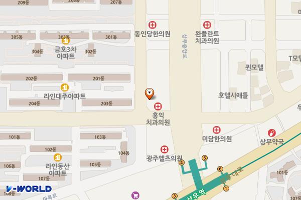 광주광역시 서구 팔복빌딩 위치 지도 — 전남광주통합특별시 서구 상무평화로 79