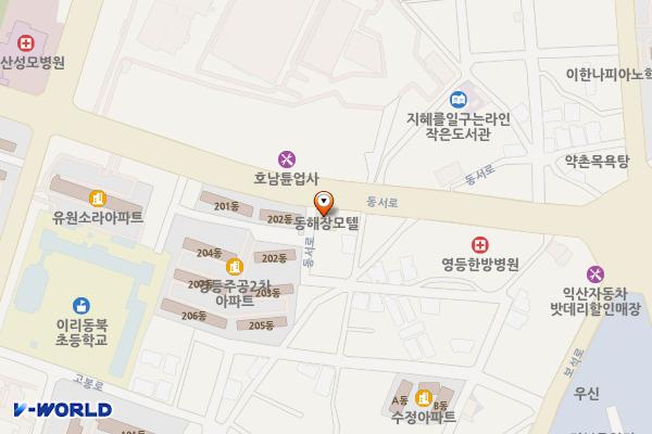 익산시 동해모텔 위치 지도 — 전북특별자치도 익산시 동서로 340