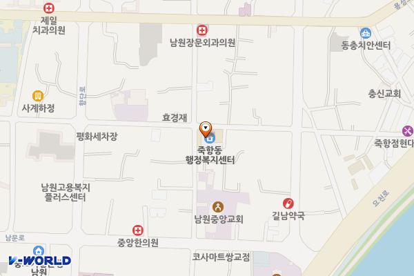 남원시 죽항동 행정복지센터 위치 지도 — 전북특별자치도 남원시 비석길 72