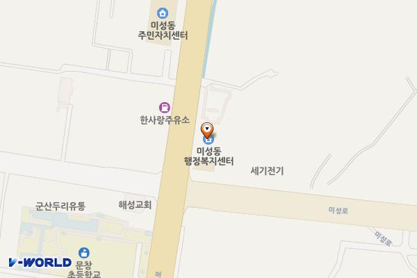군산시 미성동행정복지센터(신청사) 위치 지도 — 전북특별자치도 군산시 공항로 371