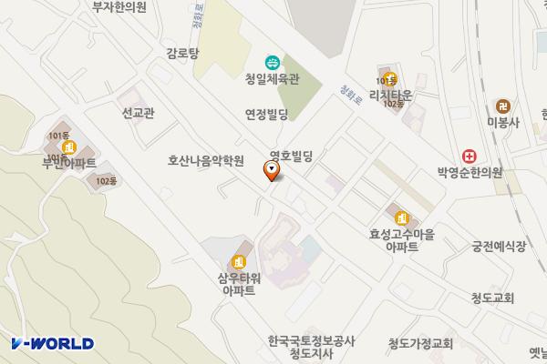 고수구길(아리랑식당옆)공영주차장 위치 지도 — 경상북도 청도군 청도읍 고수리 512-21