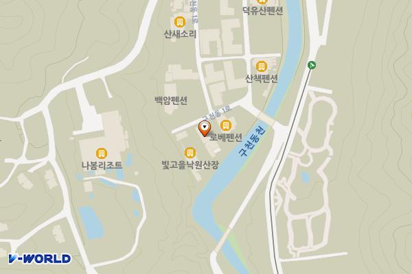 무주군 무주해바라기펜션호스텔 위치 지도 — 전북특별자치도 무주군 설천면 구천동1로 129-15