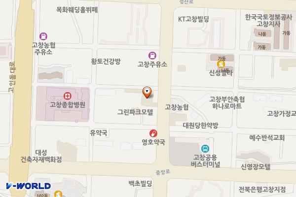 고창군 탑무인모텔 위치 지도 — 전북특별자치도 고창군 고창읍 보릿골로 125