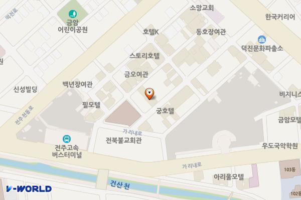 전주시 엑스오모텔 위치 지도 — 전북특별자치도 전주시 덕진구 용산1길 17-1