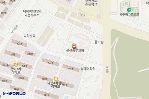 군산시 군산중부교회 위치 지도 — 전북특별자치도 군산시 나운안1길 25