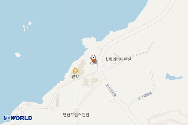 부안군 어반 위치 지도 — 전북특별자치도 부안군 변산면 변산해변로 147