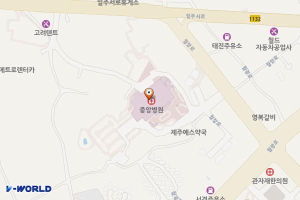 제주시 제주중앙병원 위치 지도 — 제주특별자치도 제주시 월랑로 91