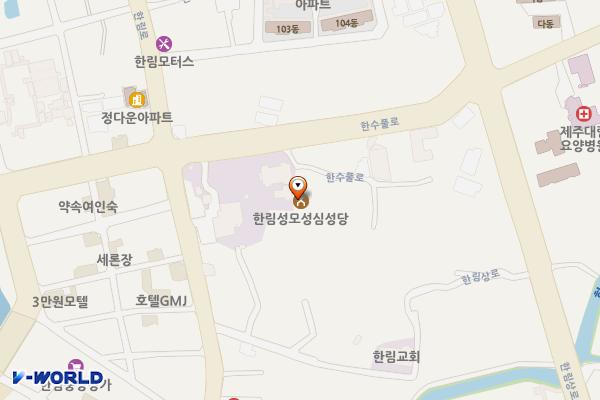 제주시 한림성당 위치 지도 — 제주특별자치도 제주시 한림읍 한수풀로 20