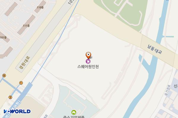 인천시 연수구 스퀘어원지하 위치 지도 — 인천광역시 연수구 청능대로 210
