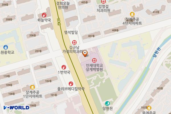 BMW차징스테이션 상계백병원 위치 지도 — 서울특별시 노원구 동일로 1342
