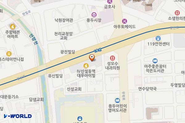 서울시 동대문구 신설동역대우아이빌 위치 지도 — 서울특별시 동대문구 왕산로 52