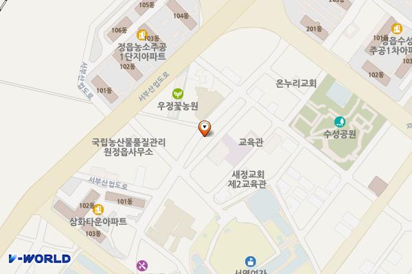 새정교회 앞 주차장 위치 지도 — 전북특별자치도 정읍시 수성동 275-5