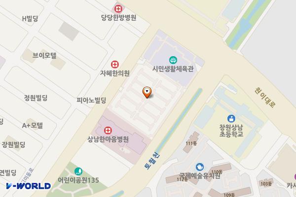창원시 시민생활관뒤주차장 위치 지도 — 경상남도 창원시 성산구 원이대로 692