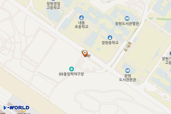 창원시 올림픽공원테니스장옆 위치 지도 — 경상남도 창원시 성산구 두대로 198