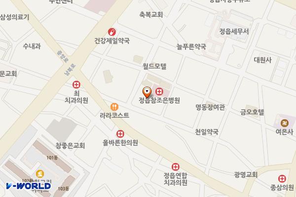 금강제화뒤 공영주차장 위치 지도 — 전북특별자치도 정읍시 새암길 29-5