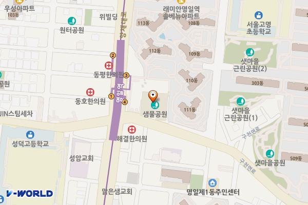 GS더프레시명일점 위치 지도 — 서울특별시 강동구 양재대로 1630