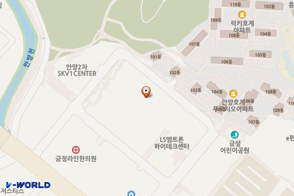 금정3차SKV1탑아이비에스빌딩 위치 지도 — 경기도 안양시 동안구 엘에스로116번길 91