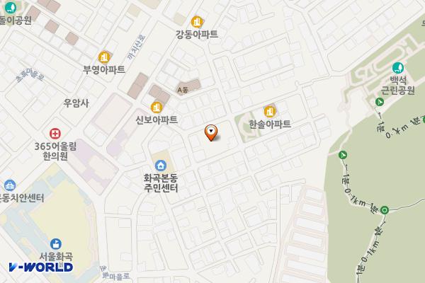 강서구청(화곡본2공영주차장) 위치 지도 — 서울특별시 강서구 초록마을로 5길 43 화곡본2 공영주차장