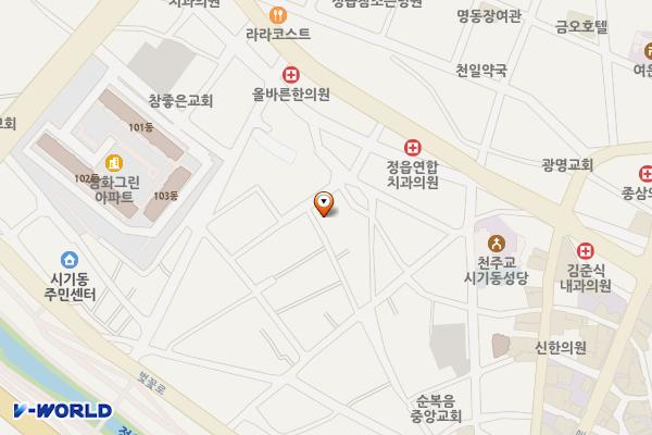 중앙상가공영주차장 위치 지도 — 전북특별자치도 정읍시 시기동204-14, 204-19,204-135, 204-135-14, 204-19