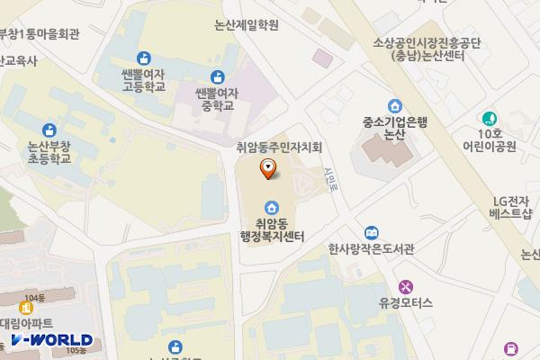 취암동행정복지센터 위치 지도 — 충청남도 논산시 시민로 389